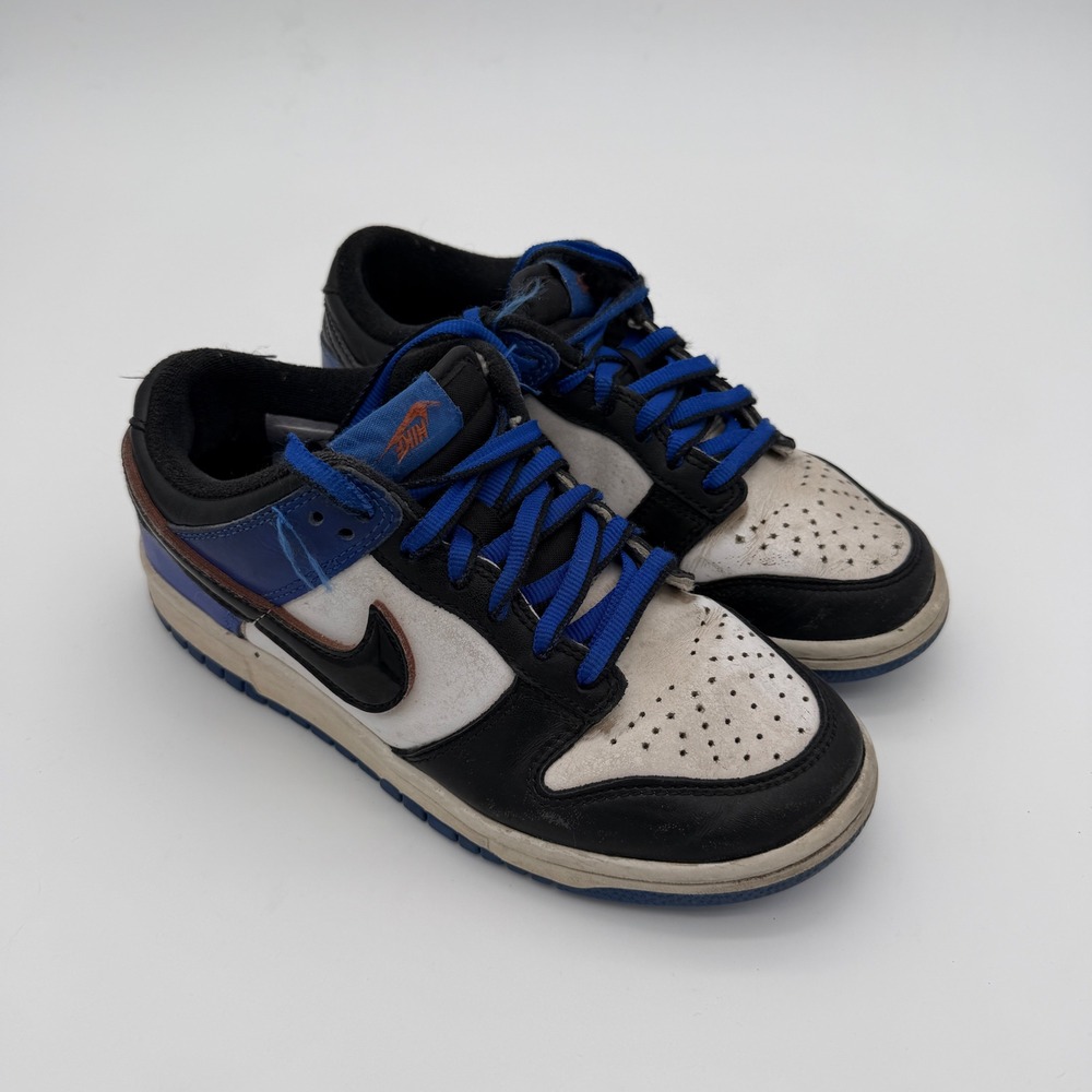 Nike Dunk Low GS Black White Royal Blue Sneakers HF0970-001 Size 5.5Y
